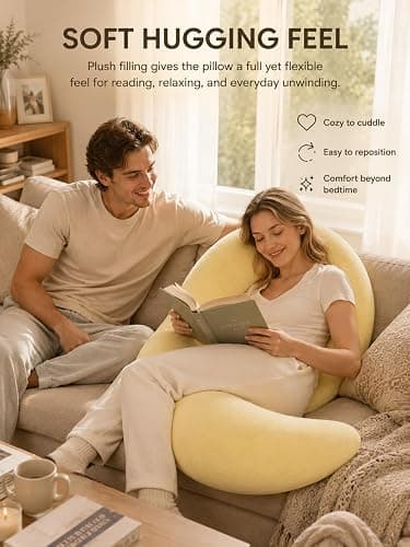 Kysryye Giant Moon Sleep Spoon C-Shaped Body Pillow, 70.8-Inch Maternity Pillow for Side Sleepers, Soft Supportive Full Body Cushion with Removable Cover for Sleeping, Resting and Lounging thumbnail 3
