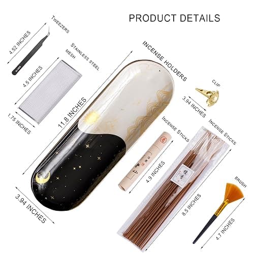CEREMONY Incense Holder for Sticks, Ceramic Incense Burner with 60 Incense Sticks for Sage Palo Santo, Heat-Resistant Insence-Stick Holder for Backflow Incense Cones Meditation Yoga Spa Room Decor thumbnail 6