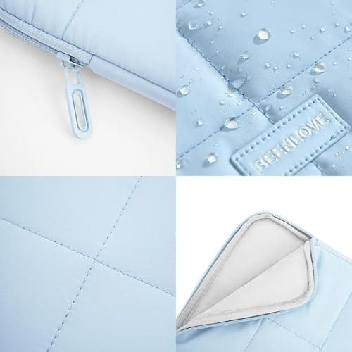 Linpr Puffy Laptop Sleeve 15-16 Inch Matte Blue, Waterproof Carrying Case Bag for Women, Fluffy Computer 15.6 HP Case, Compatible with MacBook Pro 16 Inch, MacBook Air M2 M1, Asus/Dell XPS/Lenovo thumbnail 7