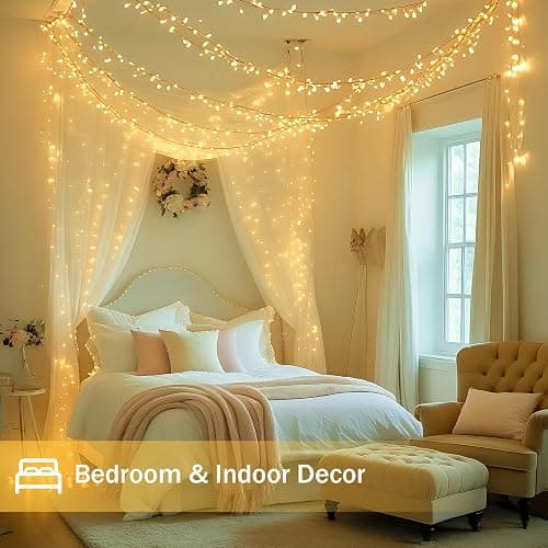 Extra-Long 300LED Christmas Lights Outdoor Indoor, Upgraded Warm White String Lights for Bedroom, Waterproof 13 Modes Plug in Twinkle Fairy String Lights for Home Party Wedding Garden (Warm White) thumbnail 5
