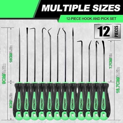 FTIHTRY 12-Piece Pick and Hook Tools Set, Pick Tool Set Car Auto Oil Seal/O-Ring Seal Gasket Pick Hooks Puller Remove, Long and Mini Pick Tool Set thumbnail 3