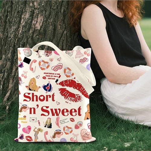 LONGXIN Sabrina Merch, Tote Bag for Women Singer Fans Music Lovers, Singer Merchandise, Reusable Canvas Cute Shoulder Bag for Shopping, Grocery, Work, Book thumbnail 3