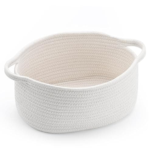 Happyiren Cute Woven Storage Basket with Handle, Baskets for Gifts Empty, Gift Baskets for Christmas Birthday Baby Shower Burr, Decorative Organizer Box for Baby Toy Pet, 13" D x 8" W x 6" H - Image 1