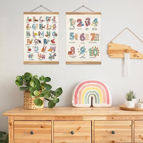 ZTGDA Cute Alphabet Numbers Poster Set of 2, Alphabet Numbers Wall Art, ABC Banner Poster, Wall Hanging Decor for Toddler Room Playroom Nursery Wall Classroom Decor 12x16In(ABC+123) thumbnail 6