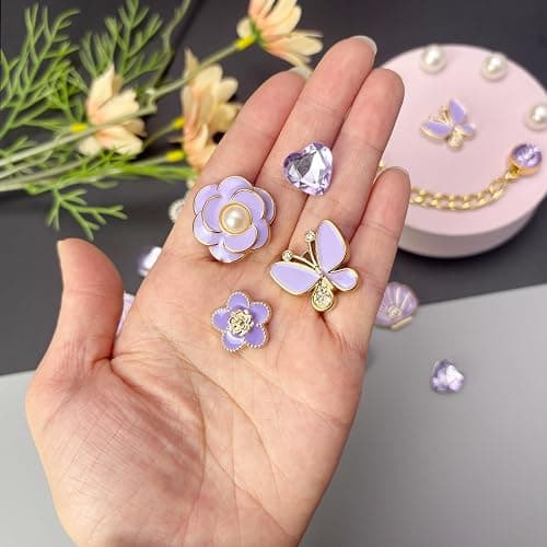 20pcs Bling Gems Plastic Butterfly Flower Sparkling Rhinestones Pearl DIY Shoe Decoration Charms for Women's Party Favor thumbnail 5