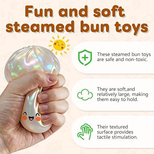 Glitter Dumpling, Glitter Dumpling Squishy with Box, 6 Color Options Dumplings Squishy Toy for Stress Relief (White) thumbnail 3