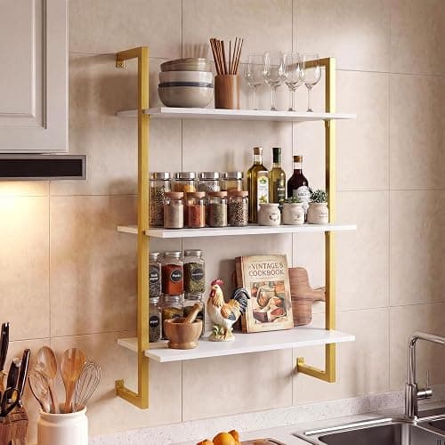 COSTWAY Mensola da Parete a 3 Livelli, Scaffale Verticale Sospeso per Bar Caffè, Portaoggetti Multiusi per Soggiorno Ufficio Domestico e Bagno, 53x23x90 cm (Bianco) thumbnail 2