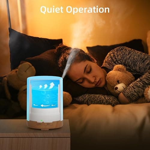 ASAKUKI 300ML Aroma Diffuser mit 6 * 10ML Ätherische Öle Set, Ätherische Öl Diffusor,Ultraschall-Luftbefeuchter für Home Office, 15 Farbe LED mit 4 Timer Einstellung thumbnail 5