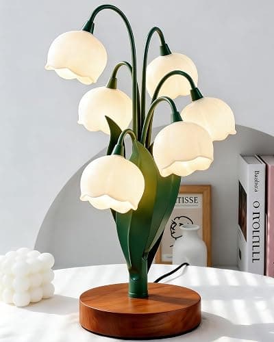 Flower Table Lamp, Vintage Lily Desk Lamp with 3 Color Modes, Cute Cottagecore Night Light for Bedroom, Bedside Table, Dorm, Aesthetic Home Decor, Mothers Day Gift for Mom, Birthday Gift for Women - Image 1