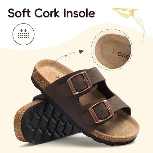 ODOLY Kids Cork Footbed Slides Sandals Adjustable Buckle Summer Shoes | Boys Girls Casual Sandals with Arch Insoles & Anti-Slip Soles for Toddler/Little/Big Kid thumbnail 4
