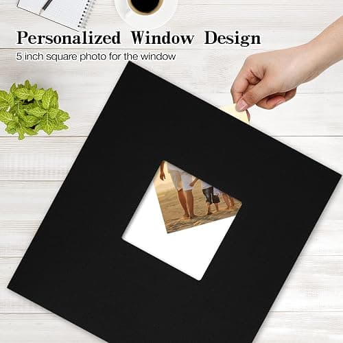 potricher Linen Hardcover Photo Album 4x6 600 Photos Large Capacity for Family Wedding Anniversary Baby Vacation (Black, 600 Pockets) thumbnail 2