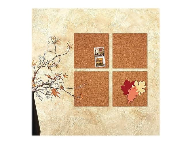Quartet Cork Tiles, Bulletin Board Cork Panels 12" x 12" x 3/16", Natural, 4 Pack (102) thumbnail 7