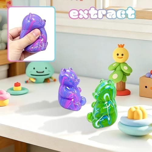 2 Pcs Gummy Bear Squishyies Fidget, Squeeze Stress Balls for Anxiety Relief, Maltose Filled Fidget Toys for Adults, Party Favors, Birthday Gifts, Classroom Prizes & Goodie Bag Fillers (Blue&Purple) thumbnail 6