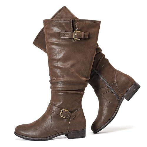 Luoika Women's Extra Wide Calf Knee-High Boots | Wide Width, Round Toe, Plus Size, Slouchy Boots, Low Heel, Winter Boots. - Image 1