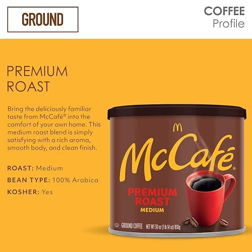 McCafe Premium Roast, Medium Roast Ground Coffee, 30 oz Canister thumbnail 3