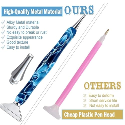 Heyseri Diamond Art Painting Pens, Ergonomic Diamond Painting Drill Pens Tools Accessories, Gem Art Pen Tools with Metal Tips for 5D Craft Nail (Blue) thumbnail 6