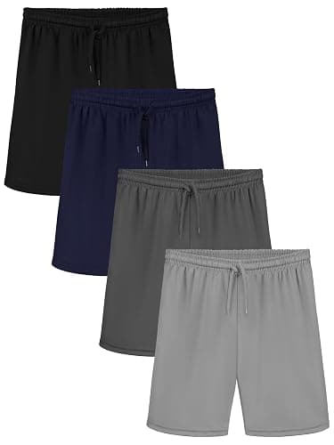 Poroka 4 Packs Toddler Boys Shorts Quick Dry Athletic Basketball Shorts with Drawstring - Image 1