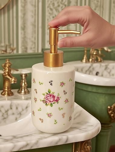 Pecfamly Vintage Floral Decorative Hand Soap Dispenser, Vintage Floral Botanical French Country Shabby Chic Victorian Aesthetic Bathroom Room Home Kitchen Decor thumbnail 2