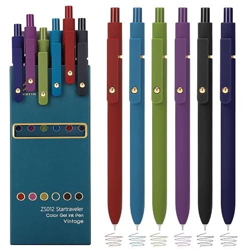 Ddaowanx Colorful Gel Pens, 0.5mm Fine Point Retractable,Multi Colored Pens for Journaling and Sketching,School Supplies,Stuffers for Teens, Gifts for Women (6Pcs-Vintage Colors) - Image 1