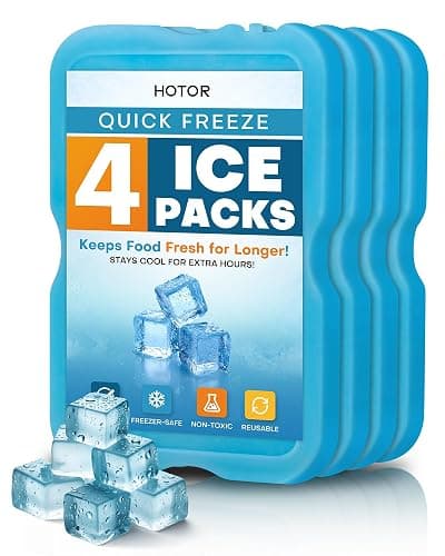 HOTOR Reusable Ice Packs for Cooler & Lunch Boxes – Slim, BPA-Free, Leakproof Gel Packs for Lunch Bag, Cooler Backpack & Travel Food Storage (4 Packs) - Image 1