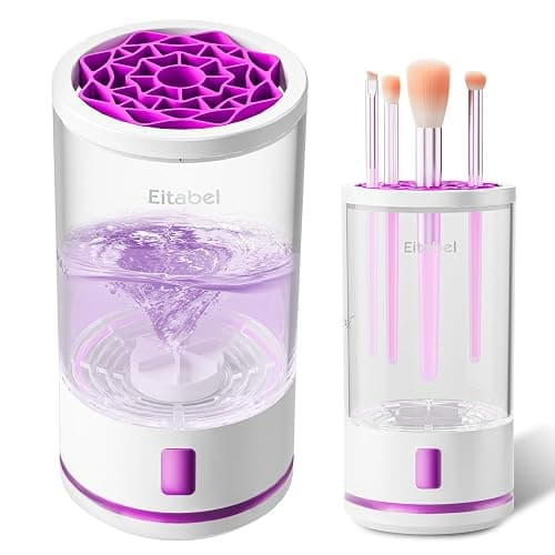 Makeup Brush Cleaner Machine, 2 in 1 Makeup Brush Cleanser & Washer, 7000 RPM High-Speed Deep Cleaning, Portable Automatic Cosmetic Brush Cleaner for All Makeup Brush and Sponge, White - Image 1