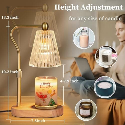 seenlast Candle Warmer Lamp with Timer Dimmer Adjustable Height for New Home Bedroom,Mothers Day Gifts,Vintage Home Decor for Scented Jar thumbnail 2