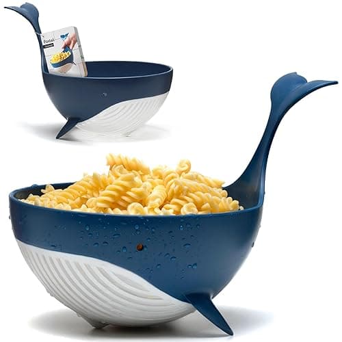 Peleg Design Pastail Medium Pasta Colander – Fun Whale-Shaped Plastic Colander for Draining Pasta, Vegetables, and Fruit. Fun kitchen gadgets. Cute kitchen gift. - Image 1