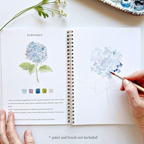 Flowers Watercolor Workbook by Emily Lex Studio, 12 Beginner Friendly Sketched Illustrations, Lay Flat Spiral Pages, 6.5 x 9 inch, 120lb Watercolor Paper thumbnail 6