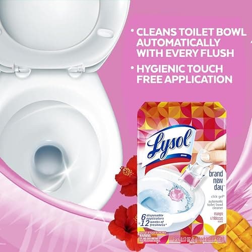 Lysol Click Gel Automatic Toilet Bowl Cleaner, Toilet Gel Stamp, Toilet Freshener, Bathroom Essentials, Refreshing Mango & Hibiscus Scent, 6 Count (Pack of 1) thumbnail 6