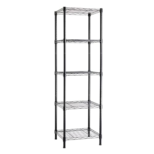 Amazon Basics 5-Shelf Tower Adjustable Storage Shelving Unit for Garage, Rust-Resistant Steel, 150 lbs Per Shelf, 16"W x 16"D x 54"H, Black - Image 1