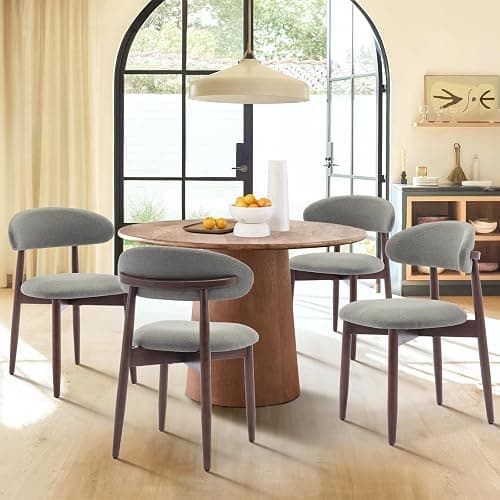 COLAMY Wooden Dining Chairs Set of 6, Modern Fabric Upholstered Kitchen Side Chairs, Farmhouse Dining Room Chairs with Foot Pegs, Green thumbnail 3