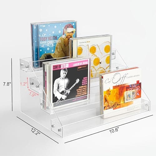 Vowcarol 4-Tier CD Storage Organizer, Dvd Case Holder Organizer CD Holder for 32 CD Jewel Cases thumbnail 3