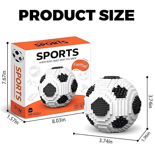 KIJULEI 850 Pieces Soccer Ball Building Block Set for Adults Balck & White Ball Décor Model Kits Educational STEM Toys Gift for Teen Sports Game Fans thumbnail 3