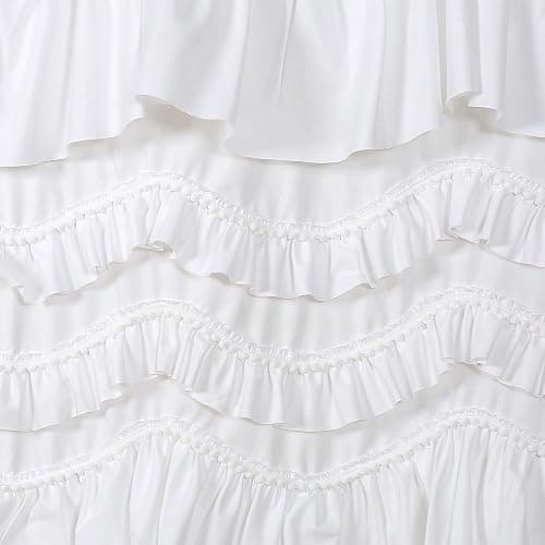 Lush Decor Kemmy Curtain | Ruffled, Textured Shabby Chic Style Window Panel for Living, Dining Room, Bedroom (Single), 84” x 52”, White - White - 52"W x 84"L (Pack of 1) thumbnail 2