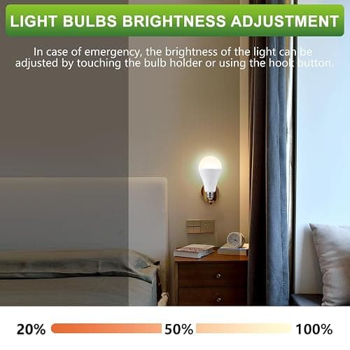 DEBAOBULB 10 Pack Rechargeable Emergency Light Bulbs, Battery Powered Energy Efficient LED Light Bulb 3000K Warm E26 120 Volt 9W 60W Equivalent with 1200mAh for Home Power Outage Camping Hurricane thumbnail 6
