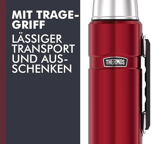 Thermos Stainless King Thermosflasche rot 1,20l - Edelstahl, absolut dicht, mit Trinkbecher und Griff, 12h heiß & 24h kalt, spülmaschinenfest, BPA-frei thumbnail 6