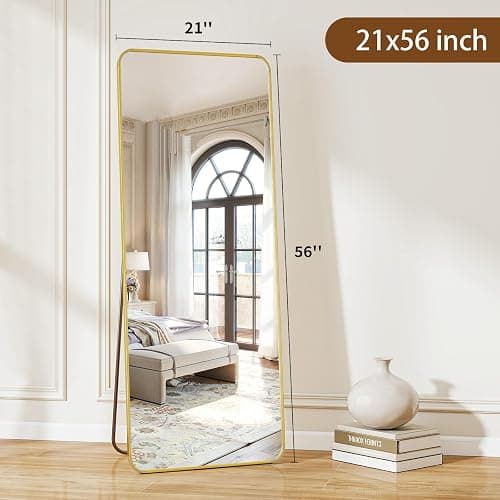 BEAUTYPEAK Gold Full Length Mirror, 56"x21" Rounded Corner Floor Mirror Standing Hanging or Leaning Against Wall, Suitable for Bedroom or Dressing Room thumbnail 2