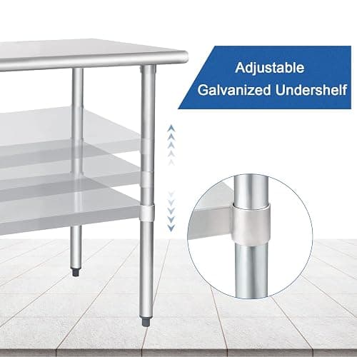 HARDURA Stainless Steel Table 24X48 Inches with Undershelf and Galvanized Legs NSF Heavy Duty Commercial Prep Work Table for Restaurant Kitchen Home and Hotel thumbnail 4