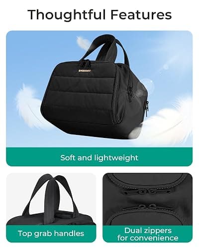 BAGSMART Travel Toiletry Bag, Lightweight Large Wide-open Travel Bag for Women, Puffy Cosmetic Makeup Bag Organizer with Handle for Accessories,Essentials, Toiletries, Black thumbnail 6
