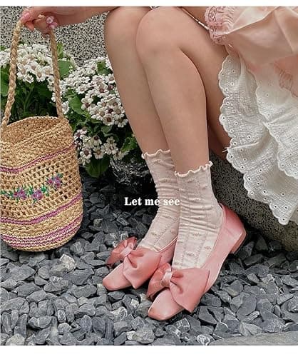 LOUIE SILNA Women Ankle Socks,Sports Breathable Fashion Lace Flash stitching flowers Frilly Ankle Socks thumbnail 2