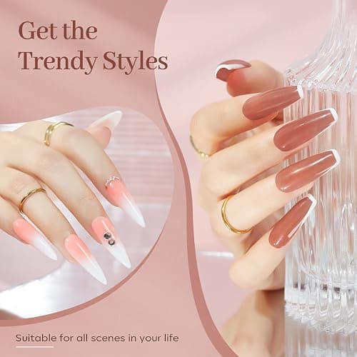 modelones Poly Nail Gel Set, 6 Colors Nude Pink Brown Daily Collection Poly Extension Gel Set Builder Manicure DIY Design Nail Art Home Salon Beauty Gift thumbnail 5