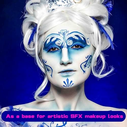 MEICOLY Clown White Face Body Paint Stick(1.06 Oz),Foundation Cream Makeup,Face Paint for Halloween Joker Zombie Vampire Skeleton Skull Special Effects Mime Makeup,White Eye Black Stick for Sports thumbnail 9