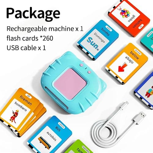 Lapare Spanish and English Bilingual Audible Flash Cards Toy with Music, Learn Spanish and English for Kids, Niñas, Niños, Bebes thumbnail 6