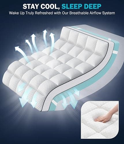 Panyu Dual Layer 4 Inch Memory Foam Mattress Topper Twin Size, 2" Cooling Gel Memory Foam & 2" Plush Pillow Top CertiPUR-US Mattress Pad Cover Medium Support for Pressure Relief, Deep Pocket, White thumbnail 5