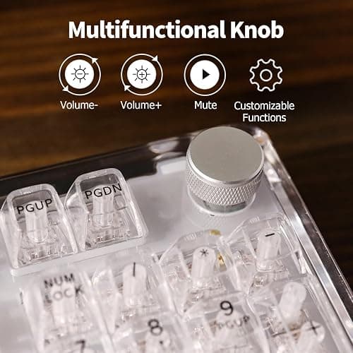 KiiBoom Phantom 98 Hot Swappable Crystal Gasket-Mounted Mechanical Keyboard, Triple Mode NKRO Gaming Keyboard with South-Facing RGB, Clear Keycaps, 8000mAh Battery for Win/Mac (Clear) thumbnail 5