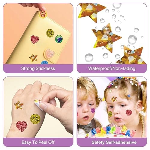 Teacher Appreciation Gifts,Manual Sticker Dispenser with 1520Pcs 1Inch Gold Star,Red Heart,Smiley Face Stickers for Kids Reward,Behavior Chart,School Classroom Student Teacher Supplies Gifts(Purple) thumbnail 6