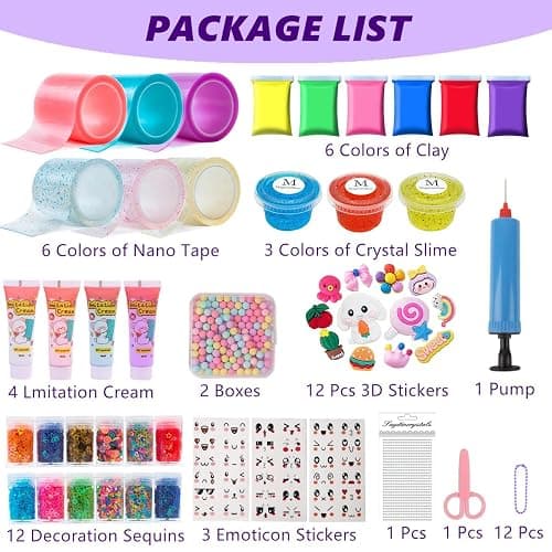 6 Colors Nano Tape Bubble Kit for Kids, Squishy Maker Making Kit, Make Your Own Nano Tape Bubble Kit, Nano Tape Bubbles, Perfect for Boys and Girls Aged 6+ thumbnail 2