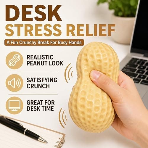 Crunchy Peanut Squishy ASMR Squeeze Stress Relief Fidget for Adults | Crunchy ASMR Experience, Soft Flexible Texture, Satisfying Hand Squeeze for Relaxation, Office Desk Accessory and Adult Gift thumbnail 7