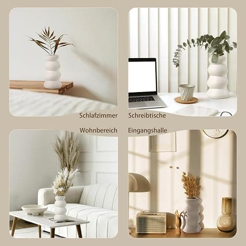 Umlaca Keramik Vase, Blumenvase, WeiB Dekorative Vasen für Pampasgras Deko, Modern Vase für Home Wohnzimmer Esstisch Bauemhaus Büro Dekor thumbnail 5
