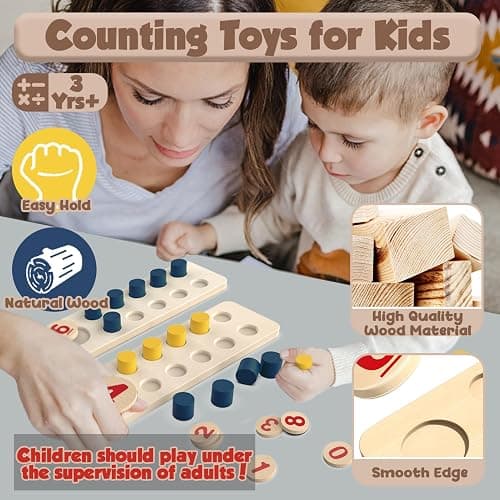 TEUVO Montessori Counting Peg Abacus for Kids Age 3 4 5 6 Years Old, Math Manipulatives Materials Wooden Learning Toys Numberblocks Toddler Puzzle & Kindergarten Home School Montessori Teaching thumbnail 4
